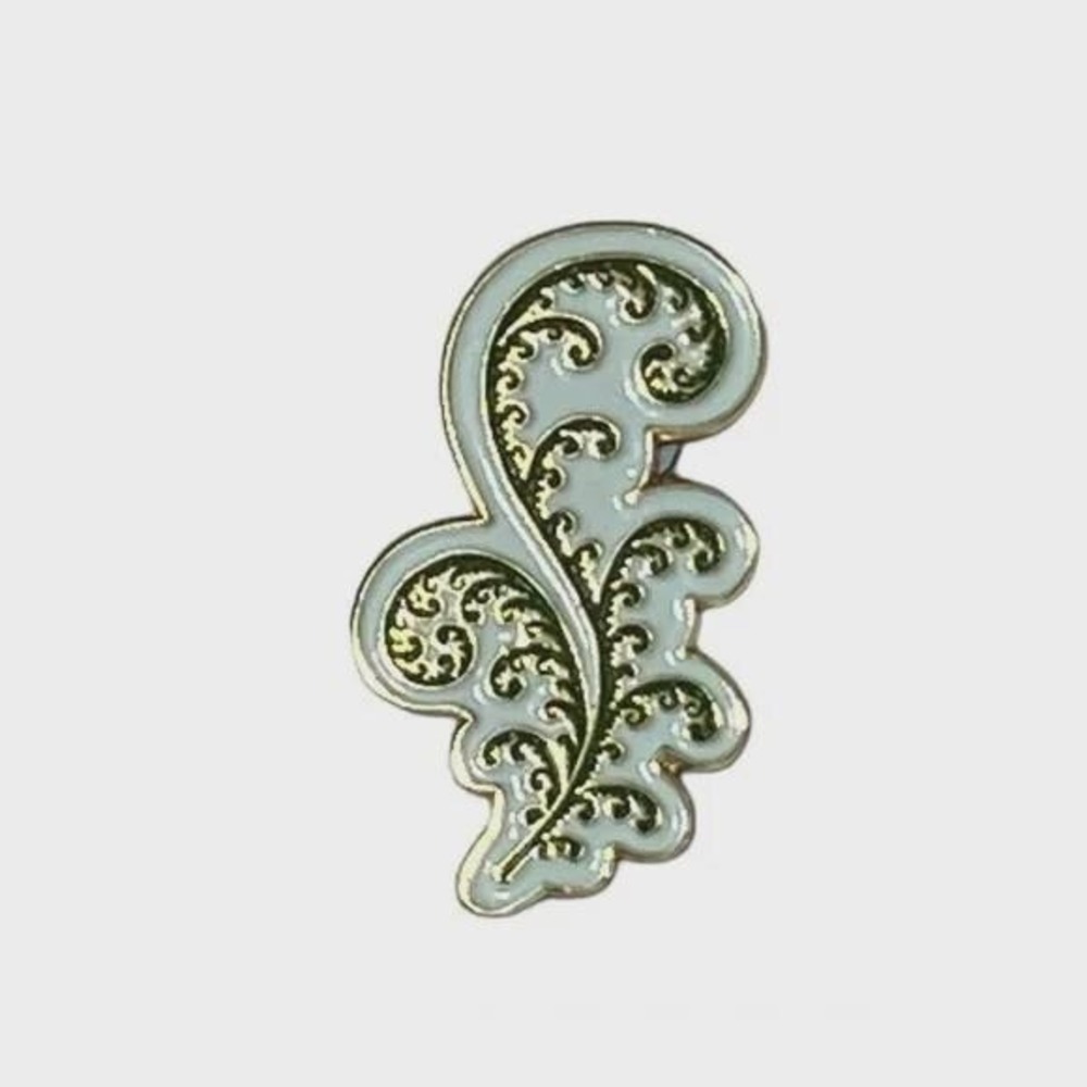 H & C Marked Leaf Swirl Enamel Label Hat Vest Pin
